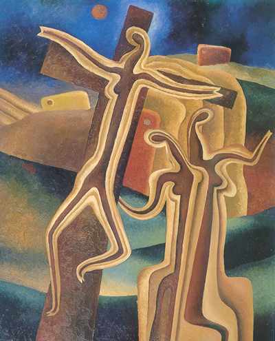 Crucifixion sur paysage "Plastique pure"